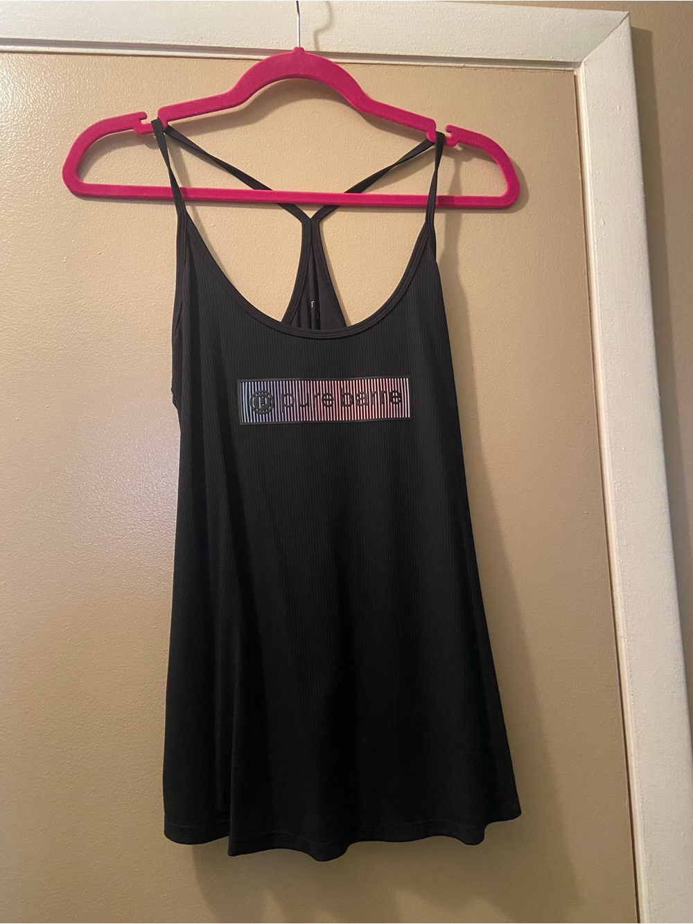 Tavi Pure Barre Black Women's Ribbed Tank Top with Logo! NWOT! Medium!
